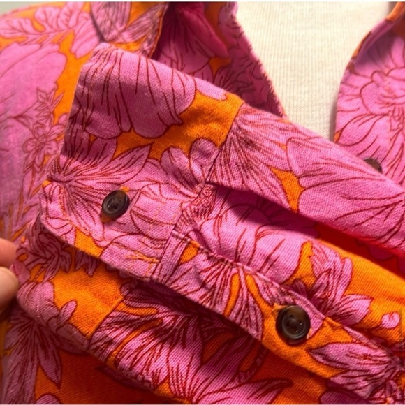 Universal Thread Pink and Orange Floral Button Down Shirt - Picture 6 of 6